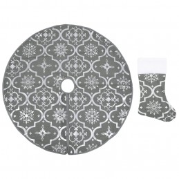 Acquista Gonna Albero Natale Raffinata con Calza Grigia in Tessuto 90 cm con riferimento GHV-330281 della ditta 