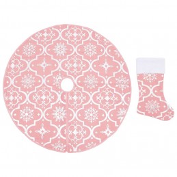 Acquista Gonna Albero Natale Raffinata con Calza Rosa Tessuto 150 cm con riferimento GHV-330286 della ditta 