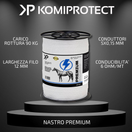 Acquista Nastro per Recinti Elettrici 12 mm 5x0,15 mm 200 MT con riferimento K928 della ditta KOMIPROTECT