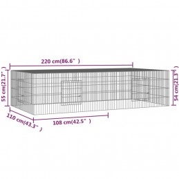 Acquista Conigliera con 2 Pannelli 220x110x55 cm Ferro Zincato con riferimento GHV-171563 della ditta 