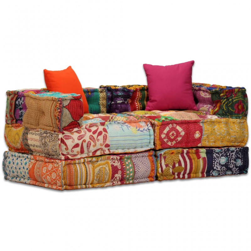 Acquista Pouf Modulare a 2 Posti in Tessuto Patchwork con riferimento GHV-244977 della ditta 