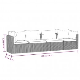 Acquista Set Divani da Giardino 4 pz con Cuscini in Polyrattan Nero con riferimento GHV-46558 della ditta 
