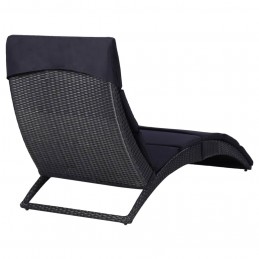 Acquista Lettino Prendisole con Cuscino in Polyrattan Nero con riferimento GHV-46539 della ditta 