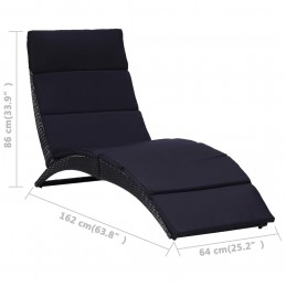 Acquista Lettino Prendisole con Cuscino in Polyrattan Nero con riferimento GHV-46539 della ditta 