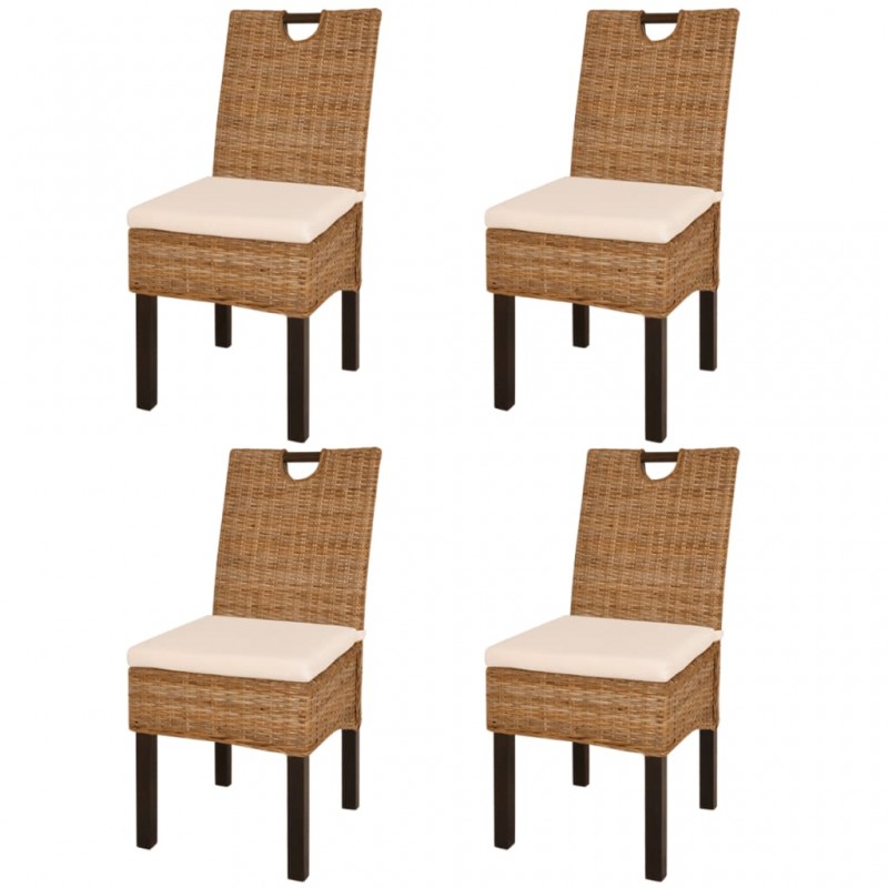 Acquista Sedie Sala da Pranzo 4 pz in Rattan Kubu e Legno di Mango con riferimento GHV-274362 della ditta 