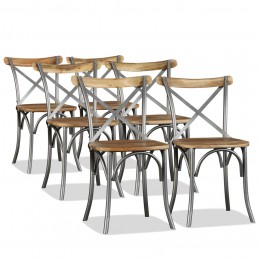 Acquista Sedie da Pranzo 6 pz Legno Massello di Mango Schienale Acciaio con riferimento GHV-274909 della ditta 