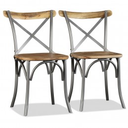Acquista Sedie da Pranzo 6 pz Legno Massello di Mango Schienale Acciaio con riferimento GHV-274909 della ditta 