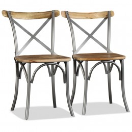 Acquista Sedie da Pranzo 6 pz Legno Massello di Mango Schienale Acciaio con riferimento GHV-274909 della ditta 