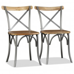 Acquista Sedie da Pranzo 6 pz Legno Massello di Mango Schienale Acciaio con riferimento GHV-274909 della ditta 