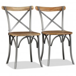 Acquista Sedie da Pranzo 6 pz Legno Massello di Mango Schienale Acciaio con riferimento GHV-274909 della ditta 