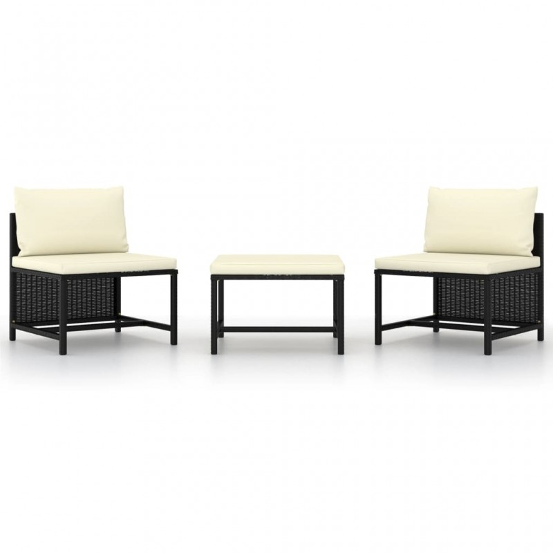 Acquista Set Divani da Giardino 3 pz con Cuscini in Polyrattan Nero con riferimento GHV-313514 della ditta 