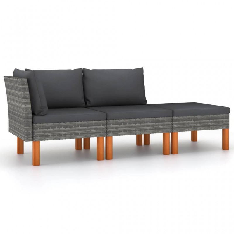 Acquista Set di Divani da Giardino 3 pz Polyrattan Massello di Eucalipto con riferimento GHV-315757 della ditta 
