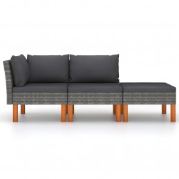 Acquista Set di Divani da Giardino 3 pz Polyrattan Massello di Eucalipto con riferimento GHV-315757 della ditta 