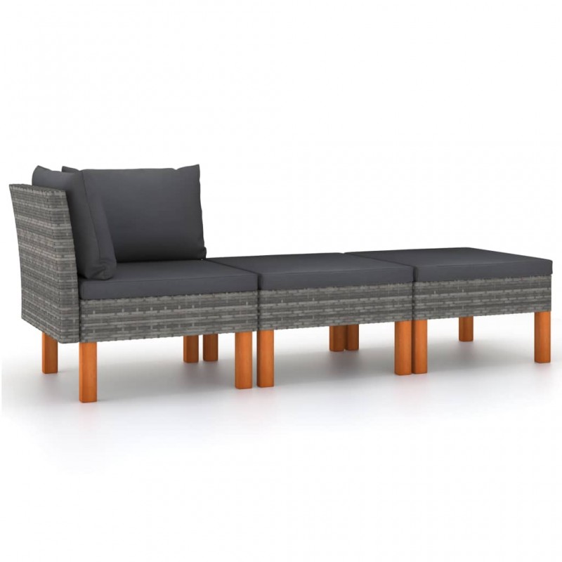 Acquista Set di Divani da Giardino 3 pz Polyrattan Massello di Eucalipto con riferimento GHV-315760 della ditta 