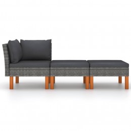 Acquista Set di Divani da Giardino 3 pz Polyrattan Massello di Eucalipto con riferimento GHV-315760 della ditta 