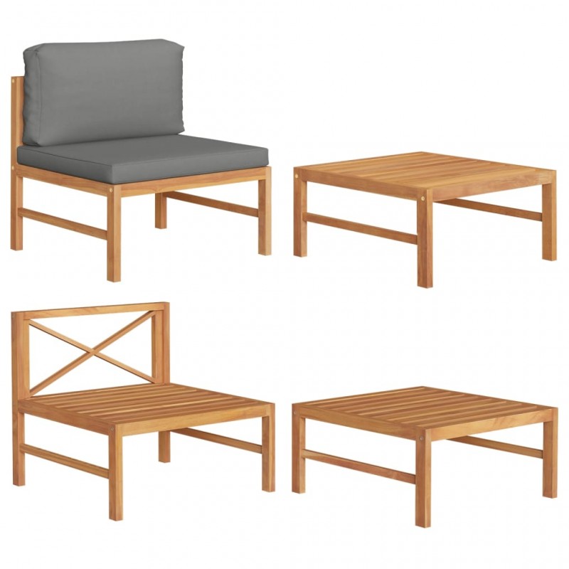 Acquista Set Divani Giardino 2 pz Cuscini Grigio Scuro in Legno di Teak con riferimento GHV-316117 della ditta 