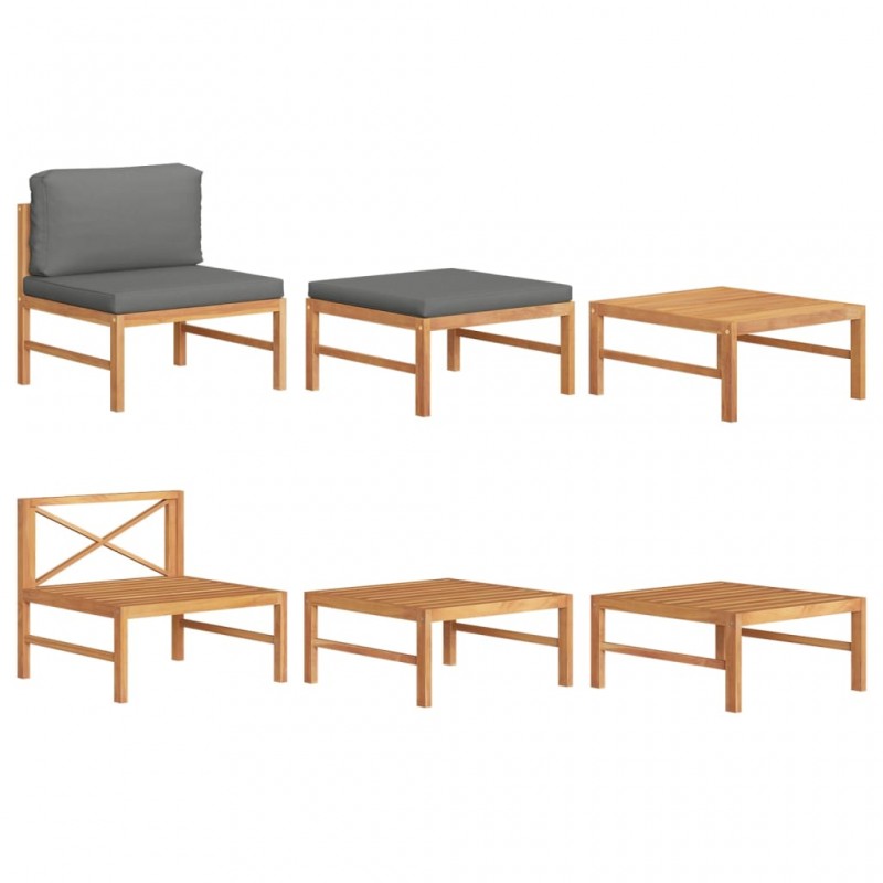 Acquista Set Divani Giardino 3 pz Cuscini Grigio Scuro in Legno di Teak con riferimento GHV-316115 della ditta 