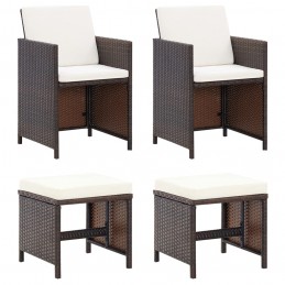 Acquista Set Sedie da Giardino e Poggiapiedi 4 pz in Polyrattan Marrone con riferimento GHV-316780 della ditta 