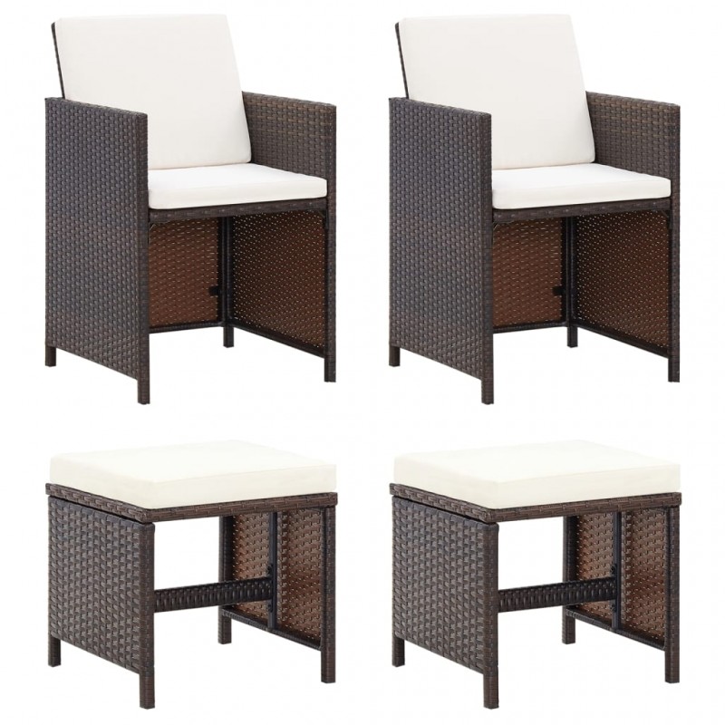 Acquista Set Sedie da Giardino e Poggiapiedi 4 pz in Polyrattan Marrone con riferimento GHV-316780 della ditta 