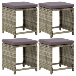Acquista Sgabelli da Giardino 4 pz con Cuscini in Polyrattan Grigi con riferimento GHV-316873 della ditta 
