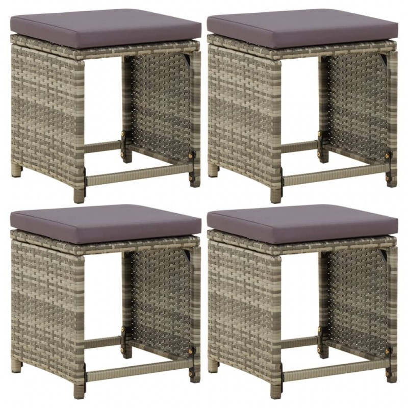 Acquista Sgabelli da Giardino 4 pz con Cuscini in Polyrattan Grigi con riferimento GHV-316873 della ditta 