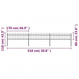 Acquista Recinzione da Giardino Punta a Lancia Acciaio 5,1x0,6m Nera con riferimento GHV-277595 della ditta 