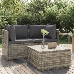 Acquista Set Divani da Giardino 3 pz con Cuscini in Polyrattan Grigio con riferimento GHV-318675 della ditta 