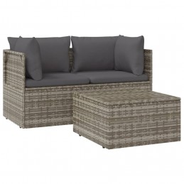 Acquista Set Divani da Giardino 3 pz con Cuscini in Polyrattan Grigio con riferimento GHV-318675 della ditta 