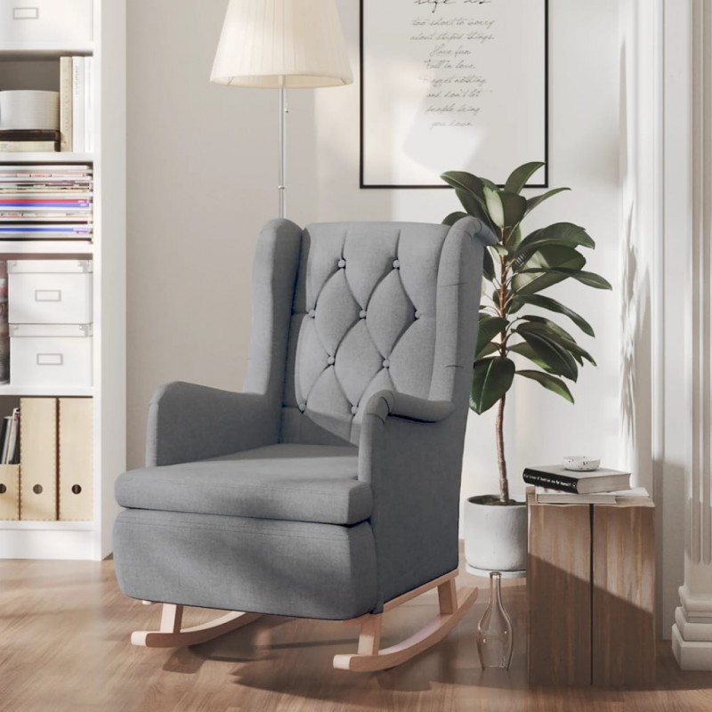 Acquista Poltrona Gambe a Dondolo Legno di Hevea Grigio Chiaro Tessuto con riferimento GHV-329405 della ditta 