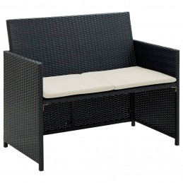 Acquista Divano da Giardino a 2 Posti con Cuscini in Polyrattan Nero con riferimento GHV-43910 della ditta 
