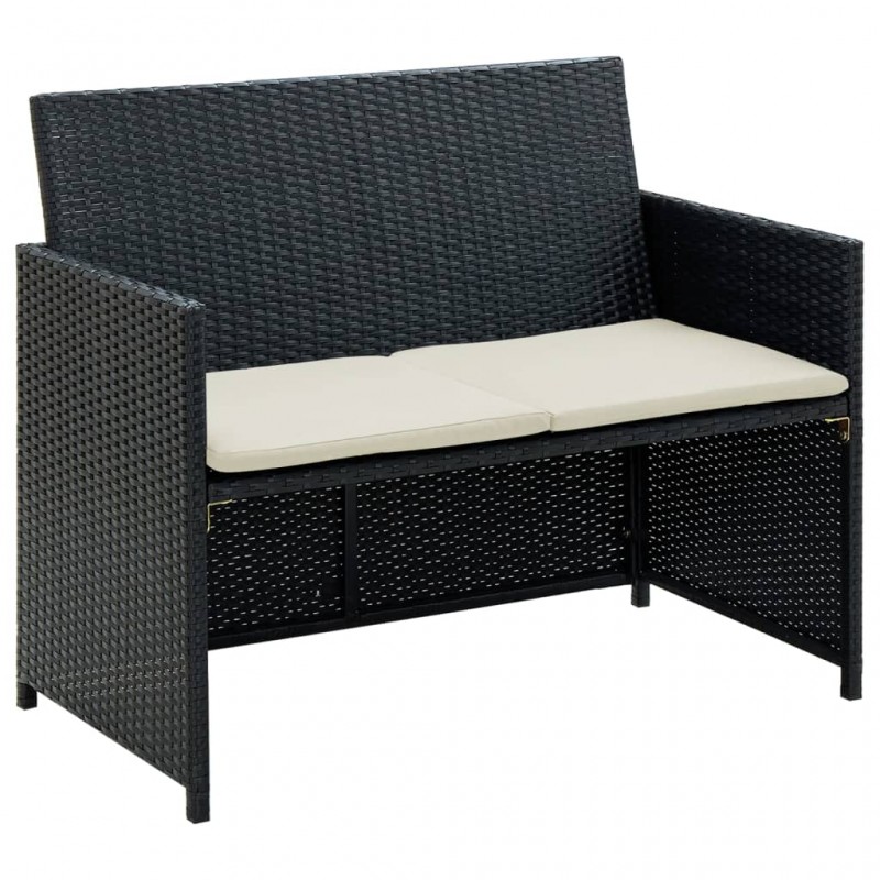 Acquista Divano da Giardino a 2 Posti con Cuscini in Polyrattan Nero con riferimento GHV-43910 della ditta 