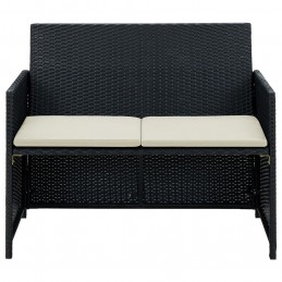 Acquista Divano da Giardino a 2 Posti con Cuscini in Polyrattan Nero con riferimento GHV-43910 della ditta 