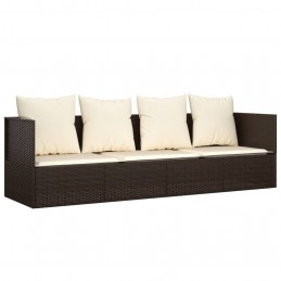 Acquista Lettino Prendisole da Esterno con Cuscini Marrone in Polyrattan con riferimento GHV-319563 della ditta 