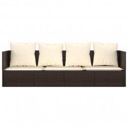 Acquista Lettino Prendisole da Esterno con Cuscini Marrone in Polyrattan con riferimento GHV-319563 della ditta 