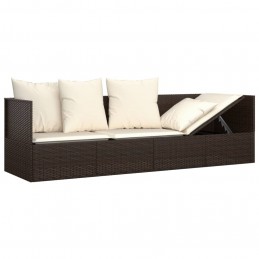 Acquista Lettino Prendisole da Esterno con Cuscini Marrone in Polyrattan con riferimento GHV-319563 della ditta 