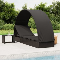 Acquista Lettino con Tetto Rotondo Nero 211x57x140 cm Polyrattan con riferimento GHV-319644 della ditta 