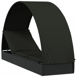 Acquista Lettino con Tetto Rotondo Nero 211x57x140 cm Polyrattan con riferimento GHV-319644 della ditta 