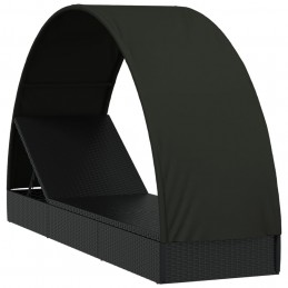 Acquista Lettino con Tetto Rotondo Nero 211x57x140 cm Polyrattan con riferimento GHV-319644 della ditta 