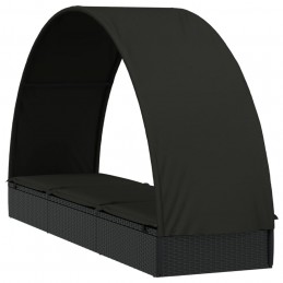 Acquista Lettino con Tetto Rotondo Nero 211x57x140 cm Polyrattan con riferimento GHV-319644 della ditta 