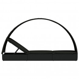 Acquista Lettino con Tetto Rotondo Nero 211x57x140 cm Polyrattan con riferimento GHV-319644 della ditta 
