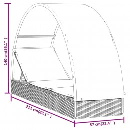 Acquista Lettino con Tetto Rotondo Nero 211x57x140 cm Polyrattan con riferimento GHV-319644 della ditta 