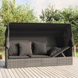 Acquista Lettino Prendisole Esterno Tetto e Cuscini Grigio Polyrattan con riferimento GHV-319568 della ditta 