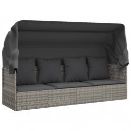 Acquista Lettino Prendisole Esterno Tetto e Cuscini Grigio Polyrattan con riferimento GHV-319568 della ditta 