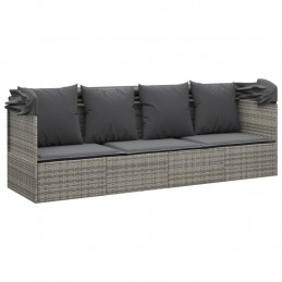 Acquista Lettino Prendisole Esterno Tetto e Cuscini Grigio Polyrattan con riferimento GHV-319568 della ditta 
