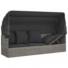 Acquista Lettino Prendisole Esterno Tetto e Cuscini Grigio Polyrattan con riferimento GHV-319568 della ditta 