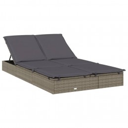 Acquista Lettino Prendisole 2 Persone con Cuscini Grigio in Polyrattan con riferimento GHV-319646 della ditta 