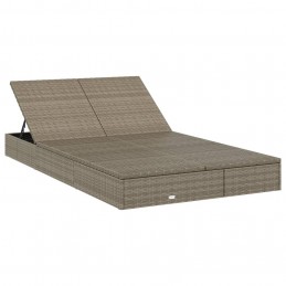 Acquista Lettino Prendisole 2 Persone con Cuscini Grigio in Polyrattan con riferimento GHV-319646 della ditta 