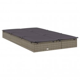 Acquista Lettino Prendisole 2 Persone con Cuscini Grigio in Polyrattan con riferimento GHV-319646 della ditta 