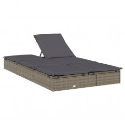 Acquista Lettino Prendisole 2 Persone con Cuscini Grigio in Polyrattan con riferimento GHV-319646 della ditta 