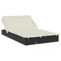 Acquista Lettino Doppio Tetto Pieghevole Nero 213x118x97cm in Polyrattan con riferimento GHV-319650 della ditta 